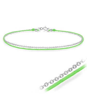 Green Shiny Rope with Silver Balls  Anklet ANK-103